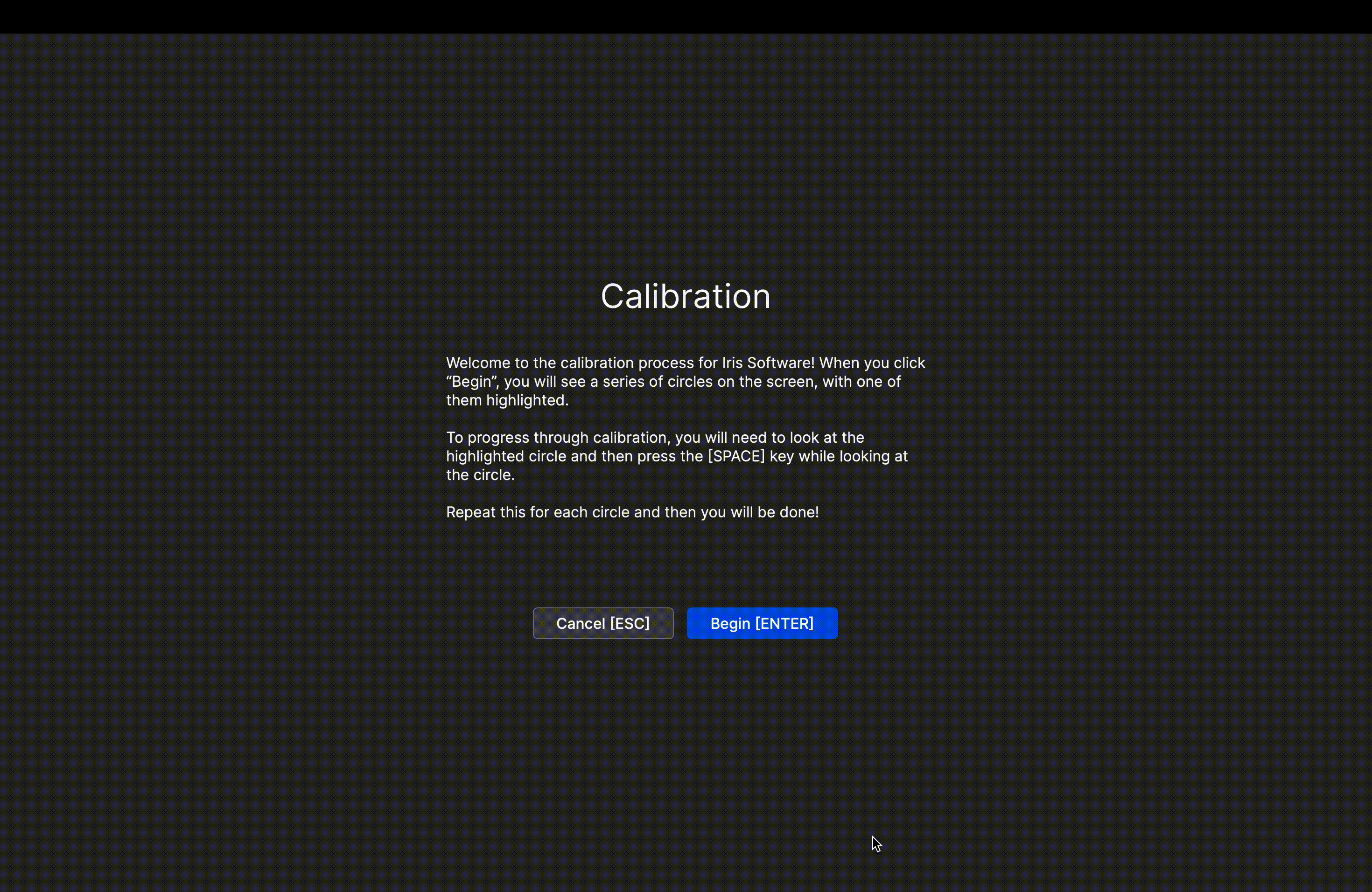 An animated gif showing calibration process with a 5x5 grid of circles.